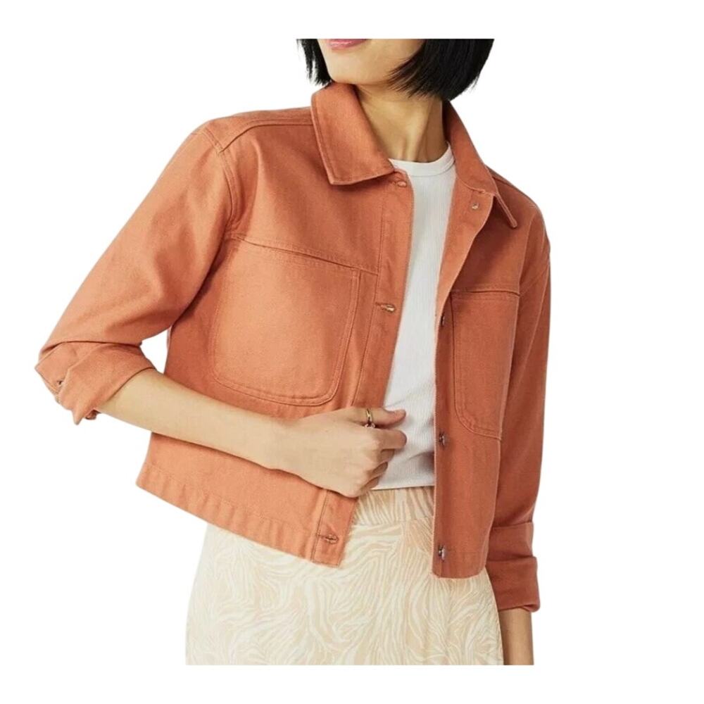 Nine West Women's Pecan Denim Trucker Jacket - NWT-Size Medium